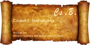 Csanki Barakony névjegykártya